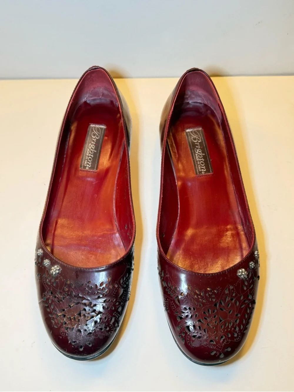 Melissa Burgundy Laser-Cut Ballet Flats Sz 7.5